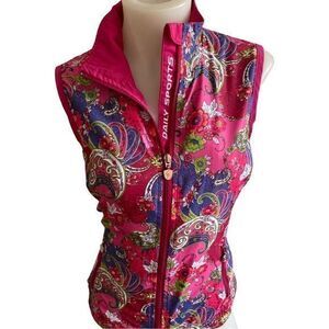 Daily Sport Vest - XS pink paisley , zip front